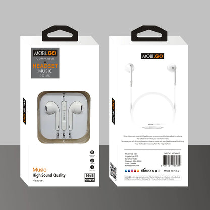 Earphone With 3.5 Connector 96db output Mobigo Compatible headset with Volume control