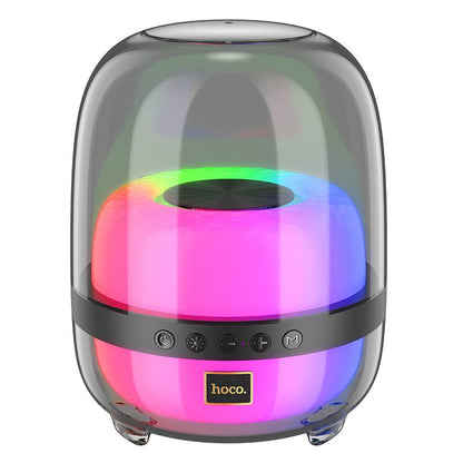 Hoco Colorful Crystal Luminous Bluetooth Speaker Wireless TWS Hi-Fi Audio Bass- Black