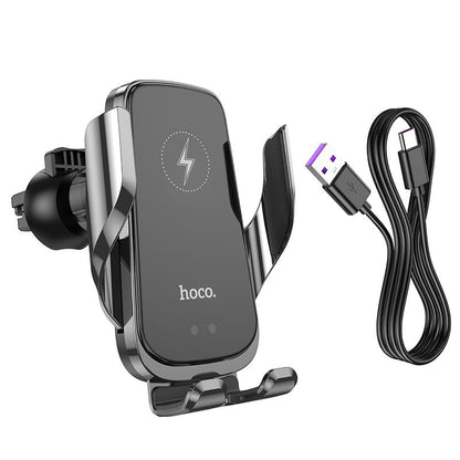 Hoco Wireless Car Charger/Holder 15W Air vent Mount Fast Charging Auto Scaling- Black