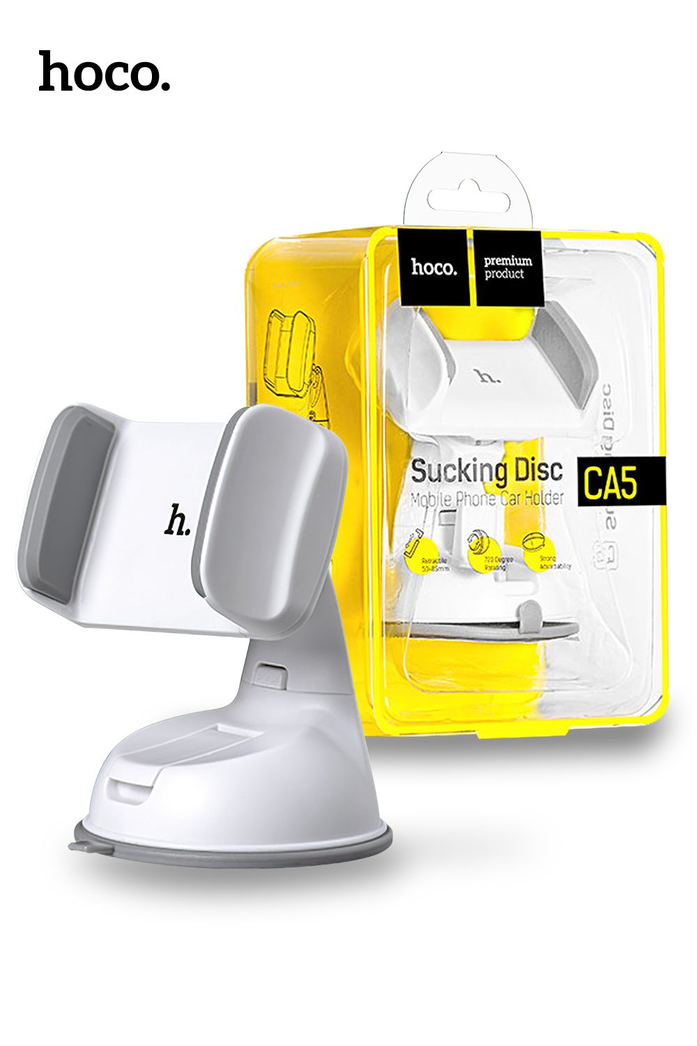Hoco Universal HeavyDuty Car Phone Holder Suction Holder Rigid/Durable  - Gray