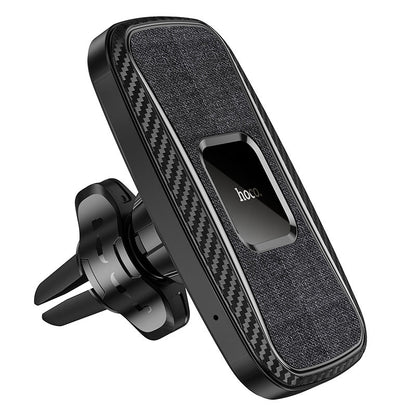 Hoco Wireless Car Charger 15W Air vent Mount Fast Charging Magnetic Clamp 2in1- Black