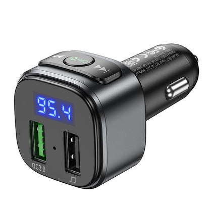 Hoco Car Wireless Transmitter QC3.0 Bluetooth MP3 FM Reliable Charger/2 USB - Black