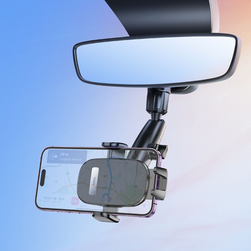 Phone Holder Waves Rearview Mirror Car Holder Storng/Durable Easy view - Black