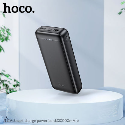 Hoco J111A 20000mAh Power Bank Bank Smart Portable For Android & iPhones 3 at 1 Time - Black