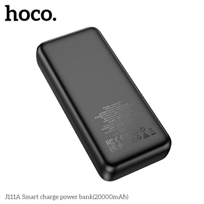 Hoco J111A 20000mAh Power Bank Bank Smart Portable For Android & iPhones 3 at 1 Time - Black