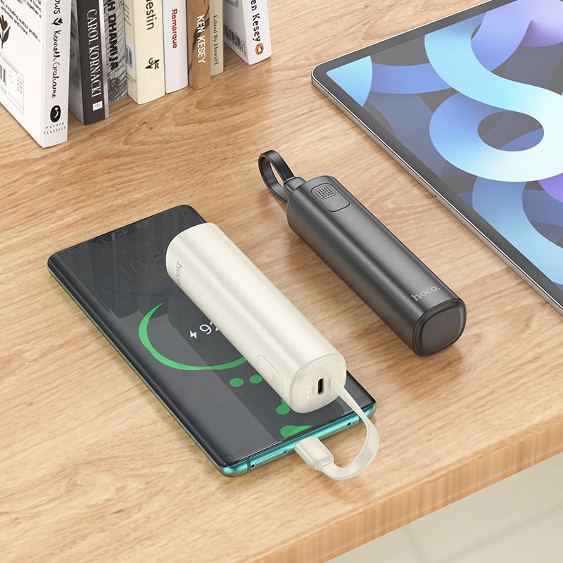 Hoco Mini PowerBank 5000mAh EnergyBar With Build in Type-C Cable Fast Charge - Black