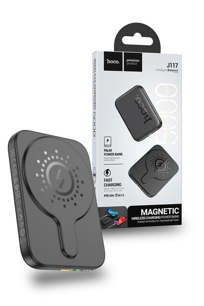 Hoco J117 Mini 5000mAh Magnetic Power Bank For iPhone 12 13 14 15 Pro Max  Black