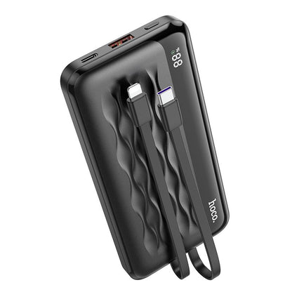 Hoco Power Bank 10000mAh PD22.5W Fast Charging With Built In Charging Cable - Black