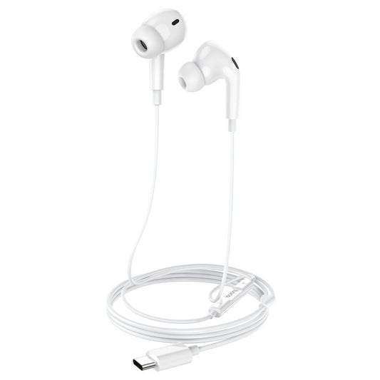 Hoco M101 Pro Crystal Type C/USB C Wired Handsfree Earphone with MIC - White