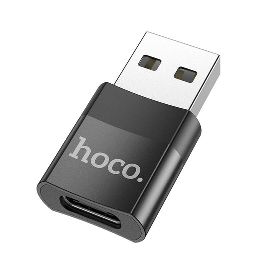 Hoco UA17 USB A Male to USB C Female, USB 2.0 OTG Adapter - Black