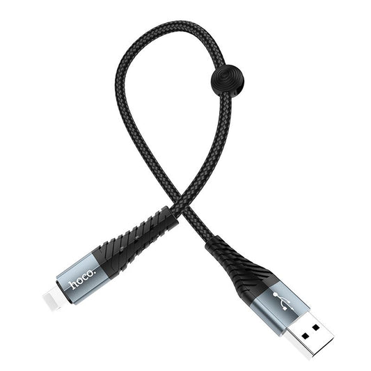 Hoco Short Braided Cable AntiBending USB Fast Charging for iPhone/MicroUSB/TypeC/25c