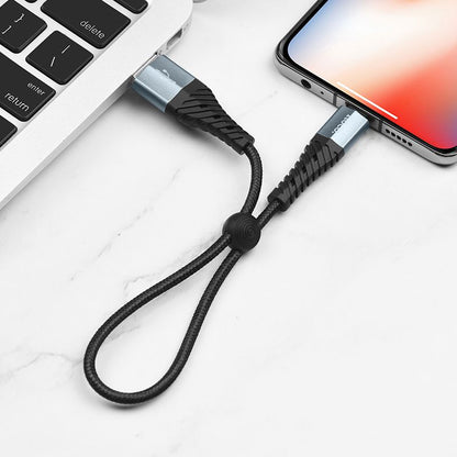 Hoco Short Braided Cable AntiBending USB Fast Charging for iPhone/MicroUSB/TypeC/25c