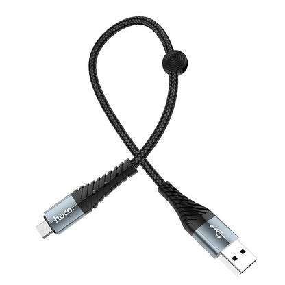 Hoco X38 Short Braided Cable AntiBending USB Fast Charging for iPhone/MicroUSB/TypeC/25cm
