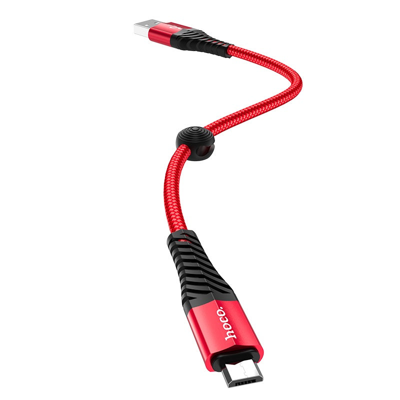 Hoco Short Braided Cable AntiBending USB Fast Charging for iPhone/MicroUSB/TypeC/25c