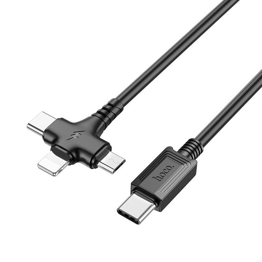 3in1 USB-C to  iPhone USB-C Micro-USB Charging Cable - AU STOCK (Black)