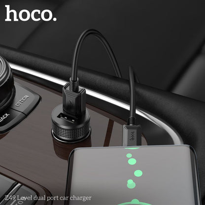 Hoco Z49 Fast Car Charger USB-A 2 Port Car Phone Charger Cigarette Port
