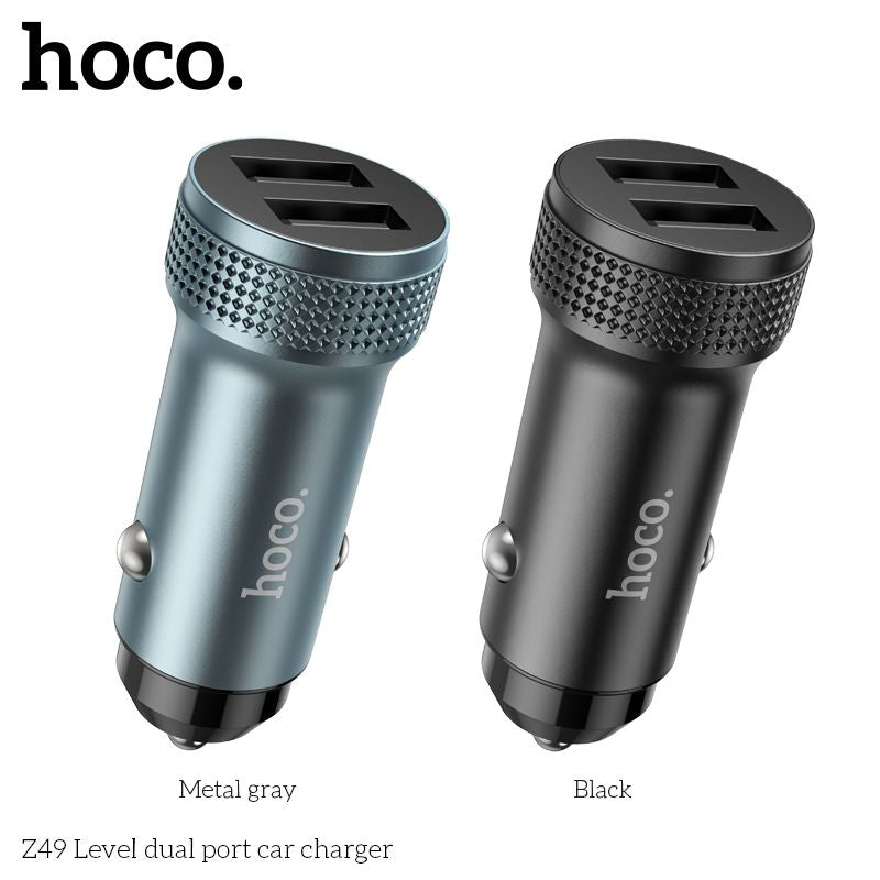 Hoco Z49 Fast Car Charger USB-A 2 Port Car Phone Charger Cigarette Port