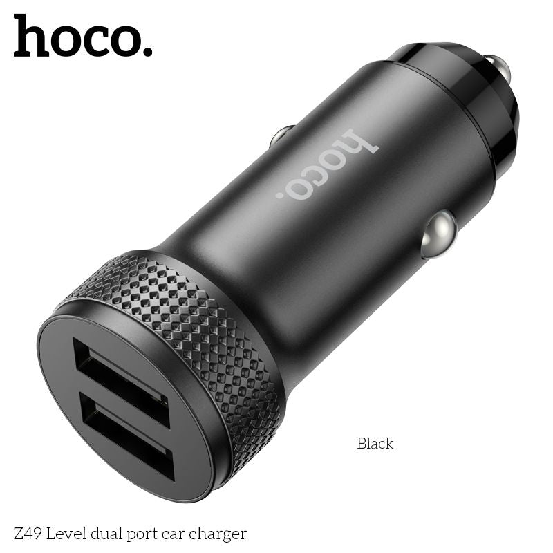 Hoco Z49 Fast Car Charger USB-A 2 Port Car Phone Charger Cigarette Port