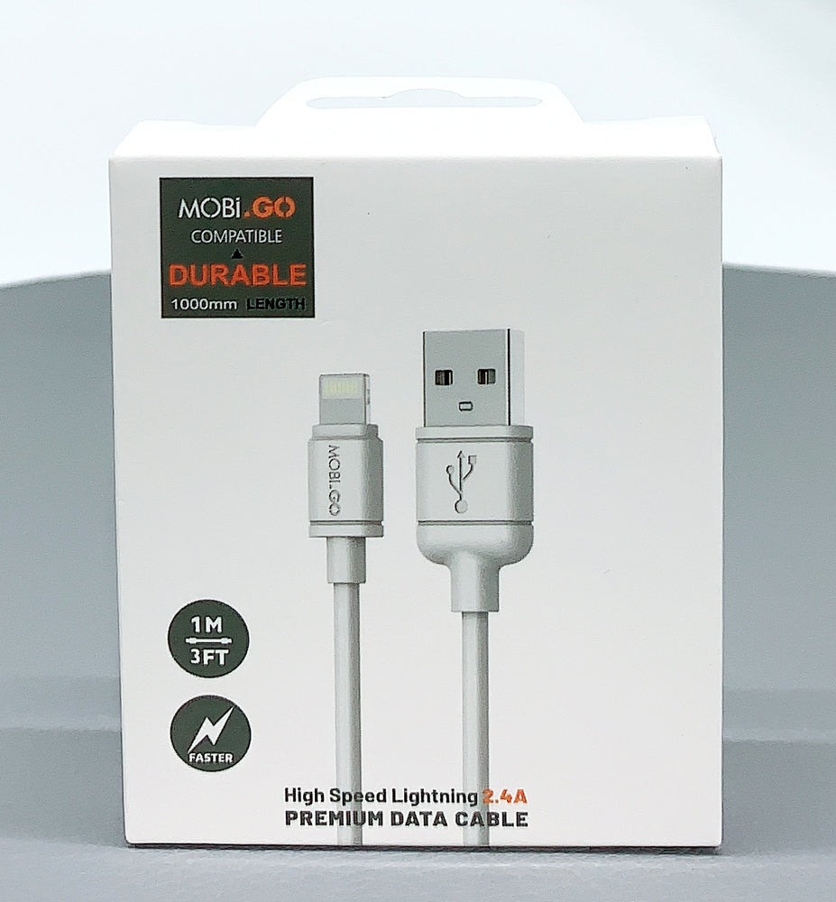 Fast Charging Mobigo 1m 2.4A High Speed USB-A to Lightning Cable