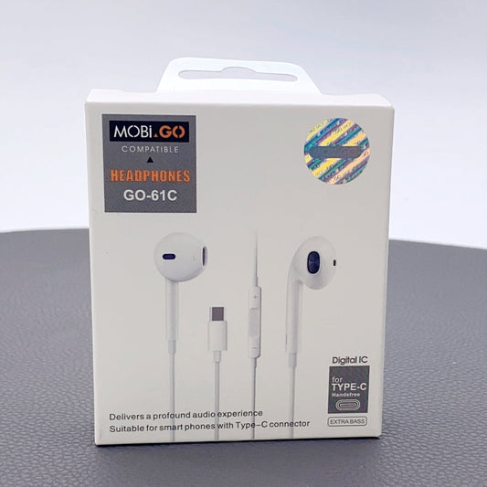 Earphone With Type-C Connector 3D output Mobigo Compatible headset with Volume control