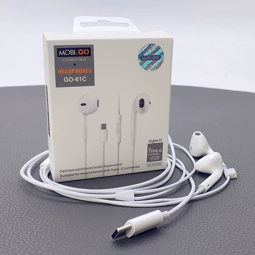 Earphone With Type-C Connector 3D output Mobigo Compatible headset with Volume control