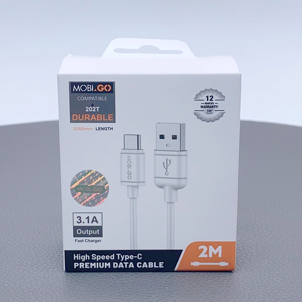 Fast Charging cable Mobigo 2m 2.4A Fast USB-A to Type -C Cable