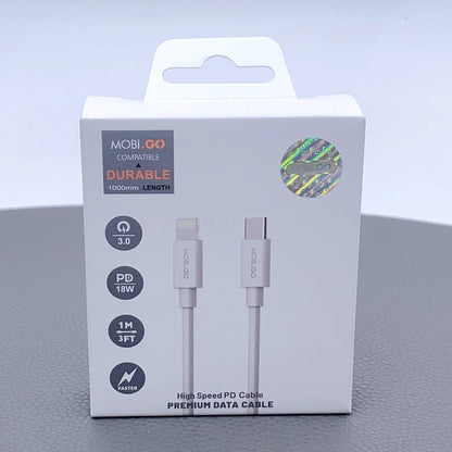 USB Type-C Charging Cable Mobigo 1m 18W PD To Lightning Fast charge Cable