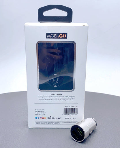 Universal Ciggratte port Mobigo Dual USB-A Aluminum Allog Fast Car Charger
