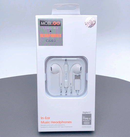 Earphone With Type-C Connector 96db output Mobigo Compatible headset with Volume control