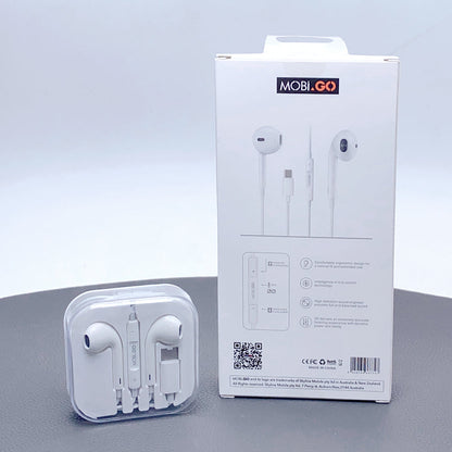 Earphone With Type-C Connector 96db output Mobigo Compatible headset with Volume control