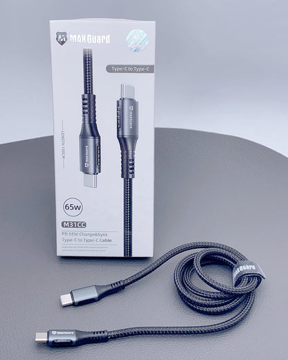 Charging cable Maxguard 1m 65W Type-C to Type-C Braided Cable