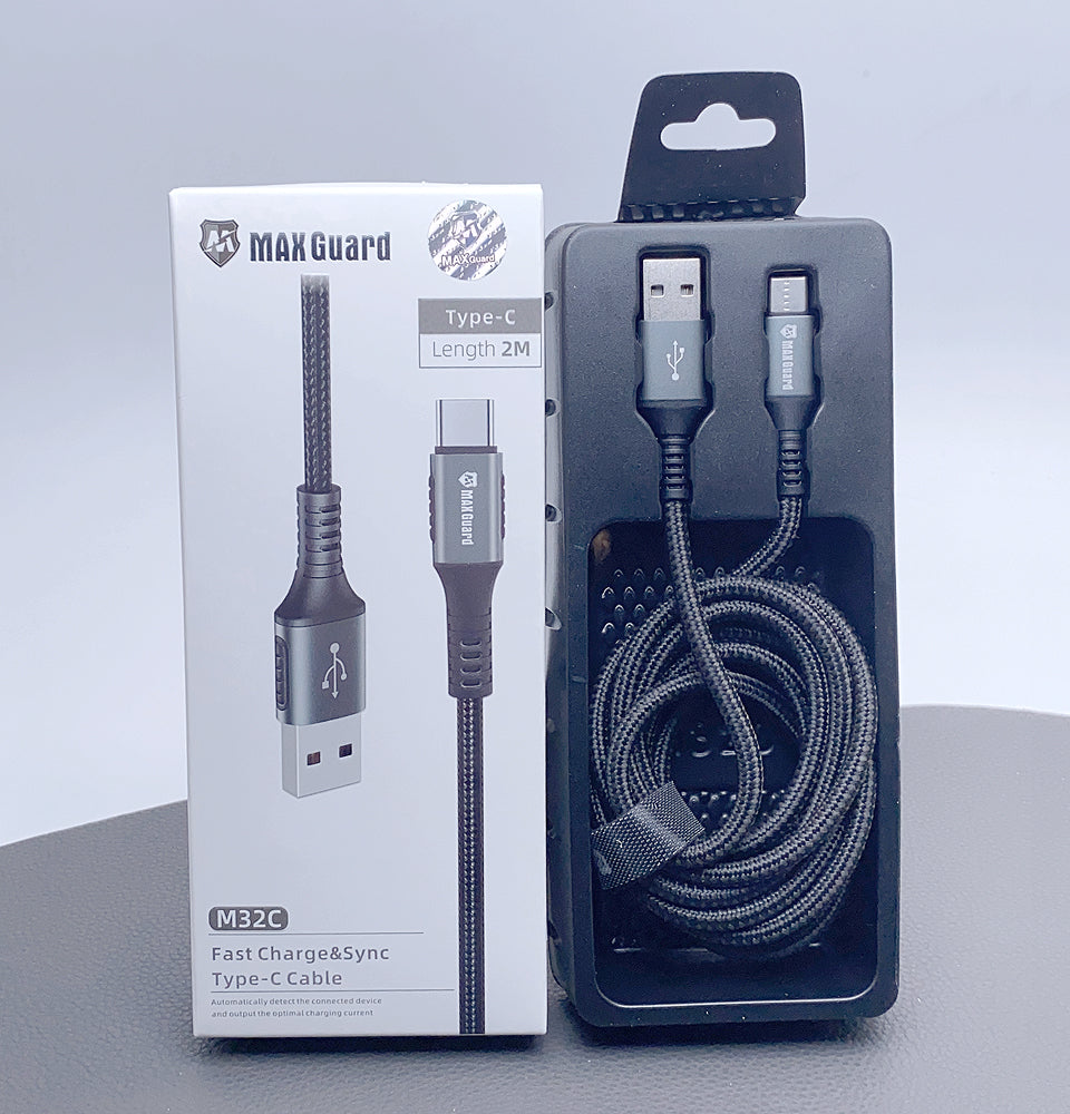 Charging cable Maxguard 2M 3in1 USB-A To Type-C, Braided Cable