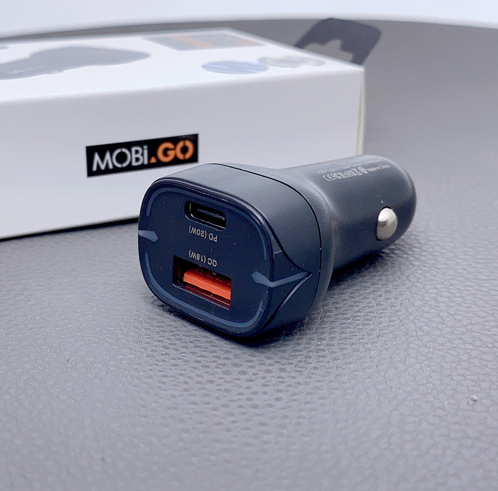 Universal Portable Mobigo PD QC 38W 2 Port USB-A USB-C Car Charger