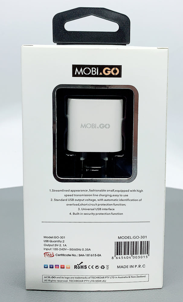 Universal Mobigo Dual USB-A surge protection Fast Home Wall Charger