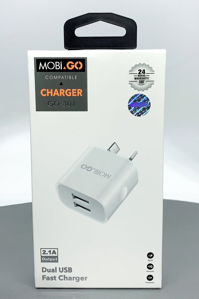 Universal Mobigo Dual USB-A surge protection Fast Home Wall Charger
