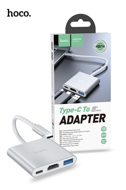 Hoco 3 IN 1 CONVERTER TYPE USB C TO HDMI/USB 3.0/USB-C PD PORT ADAPTER [AU STOCK]