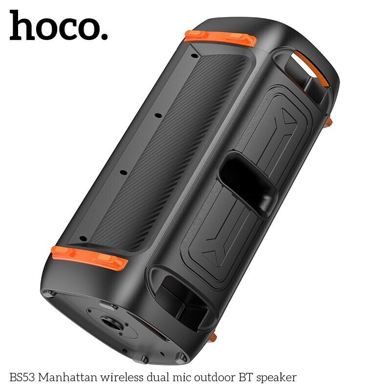 Hoco Wireless Loud Bluetooth Karaoke Stereo Speaker 8" 20Wx2 w/ 2 Microphones - Black