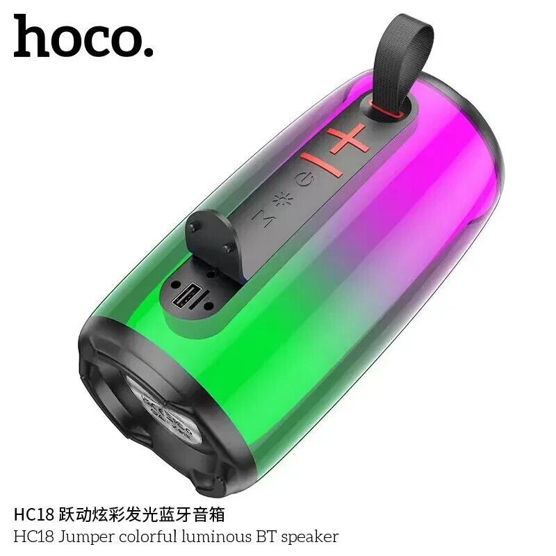 Hoco Portable Wireless Jumper Colorful Luminous Bluetooth Speaker-Black Durable/Loud