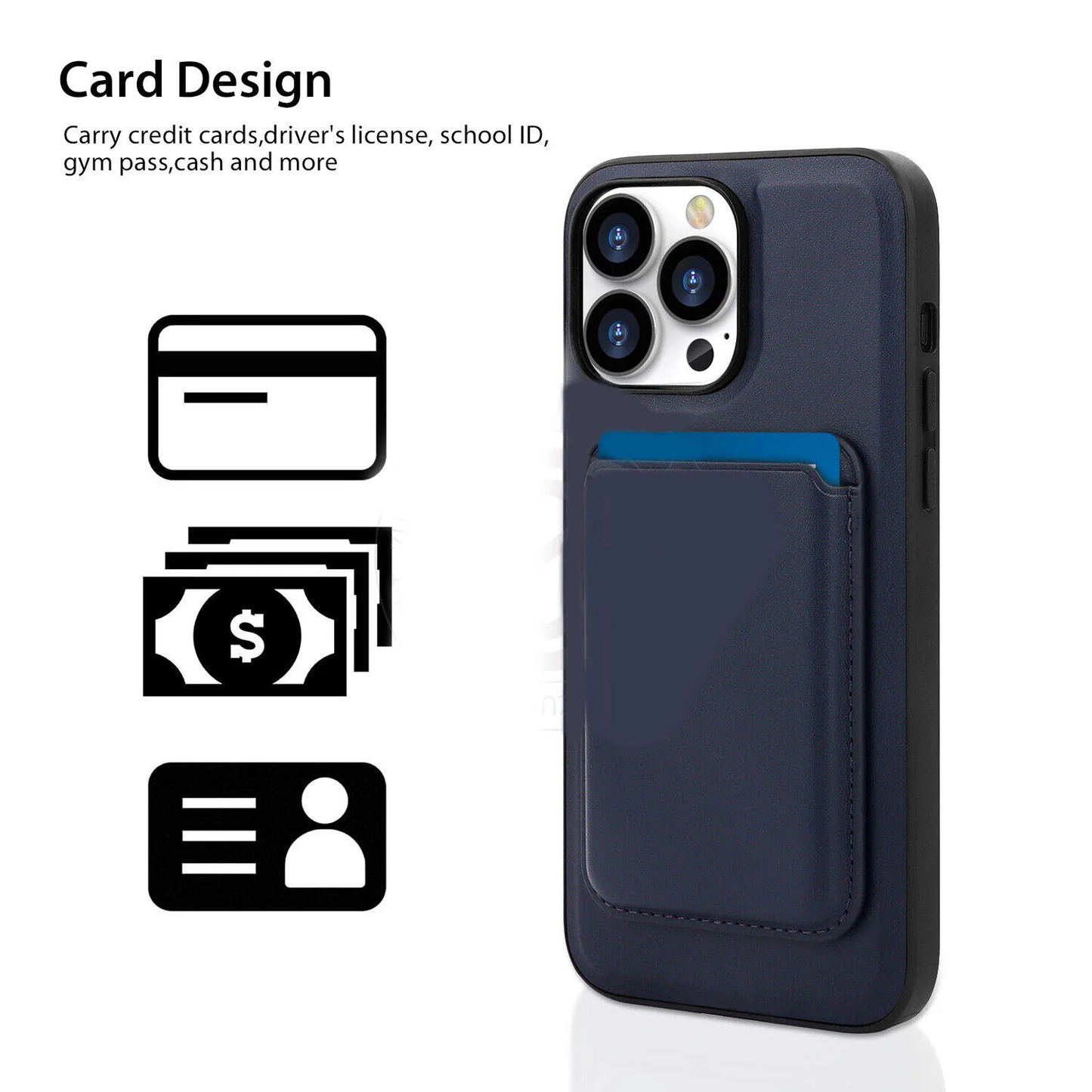 Split Magnetic With Card Holder Shockproof Cover Case For iPhone 14 Pro Max Plus