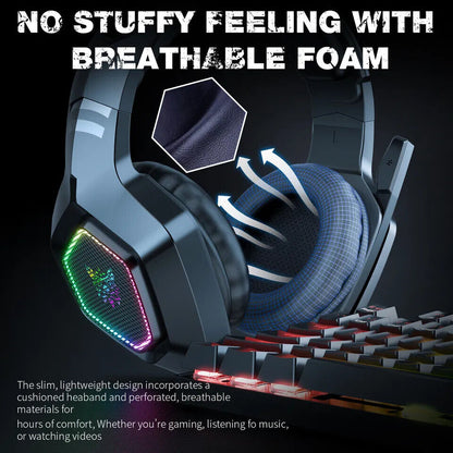 Surround Sound RGB Noise Cancelling Wired Gaming Headset Headphone with Mic