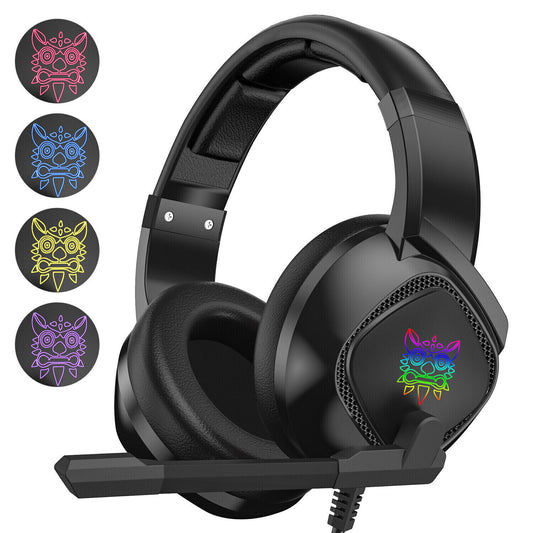 Hifi Volume Control 3.5mm RGB Wired Stereo Gaming Headset Headphone with Mic