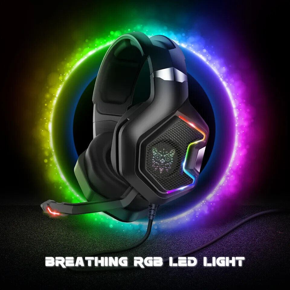 Surround Sound RGB Noise Cancelling Wired Gaming Headset Headphone with Mic