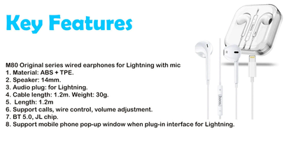 For iPhone X 11 12 13 14 Series compatible Hoco Wired Headset / Earphone